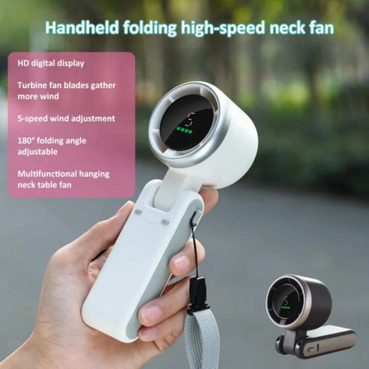 Handheld Folding Turbo Fan With 5 Speed Adjustment Portable Rechargeable Cooling Device EANDOM COLOUR