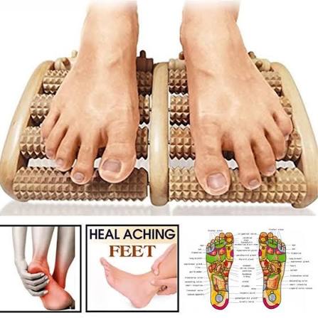 Traditional Wooden Roller Foot Massager Durable Natural Wood Design For Relaxation Stress Relief And Improved Blood Circulation