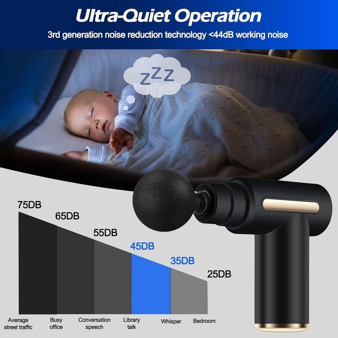 Portable Rechargeable Deep Tissue Massage Gun With Multiple Massage Heads For Muscle Relaxation
